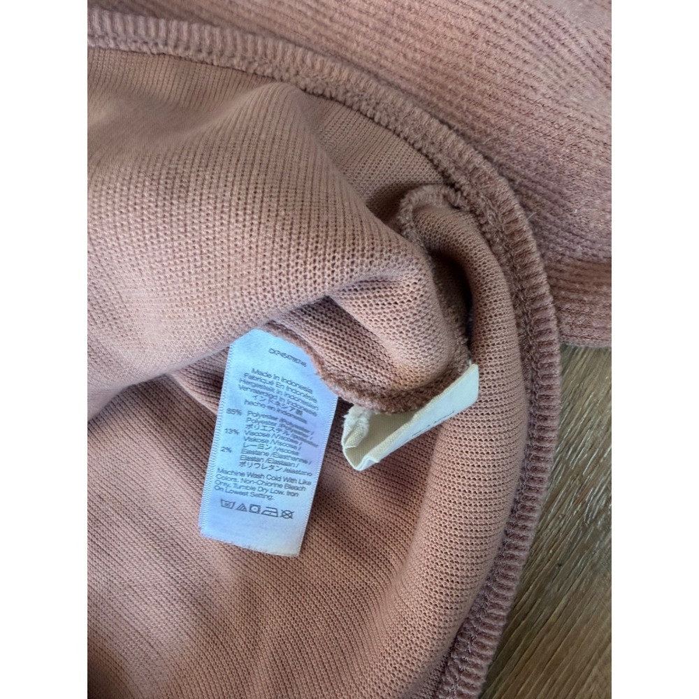 Madewell Dusty Rose Pink Ribbed Square Neck Puff Sleeve Pullover Top Womens M - Picture 4 of 4